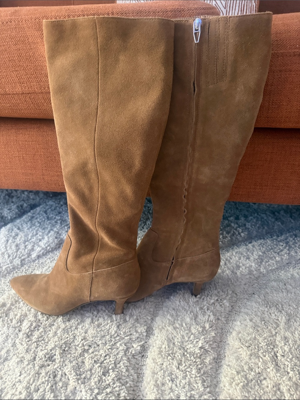 Dolce Vita Chestnut Suede Over-the-Knee Boots with Kitten Heel